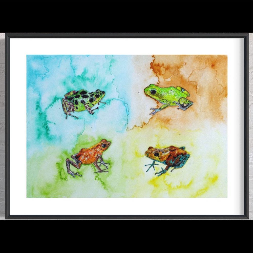 Poison Dart Frogs Art Print Watercolor Painting Tropical Home Decor Colorful - Picture 4 of 9